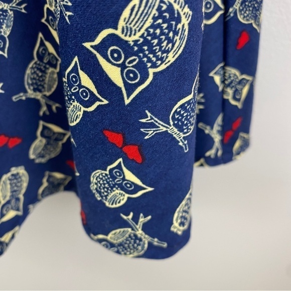 Parcel Navy Blue Owls Red Heart Print Sleeveless Dress Small - Picture 4 of 9